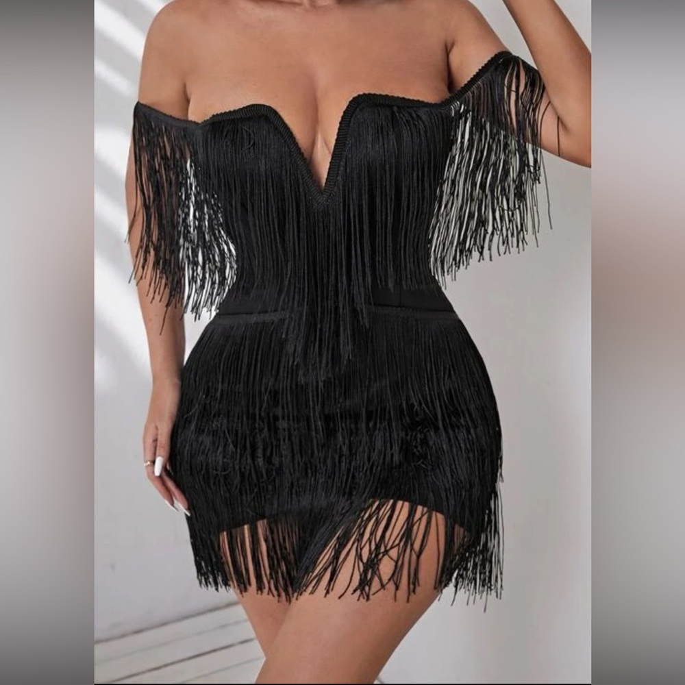 Bodycon Dress Black Fridge Trim